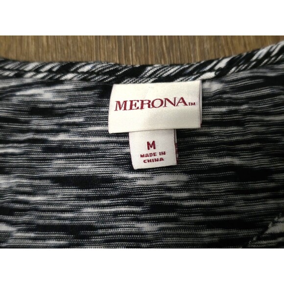 Merona Sleeveless Maxi Dress White Black Heathered with Elastic‎ Waist Sz Medium - Picture 10 of 11